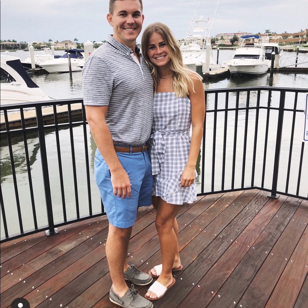 Blue and White Ruffle Dress
